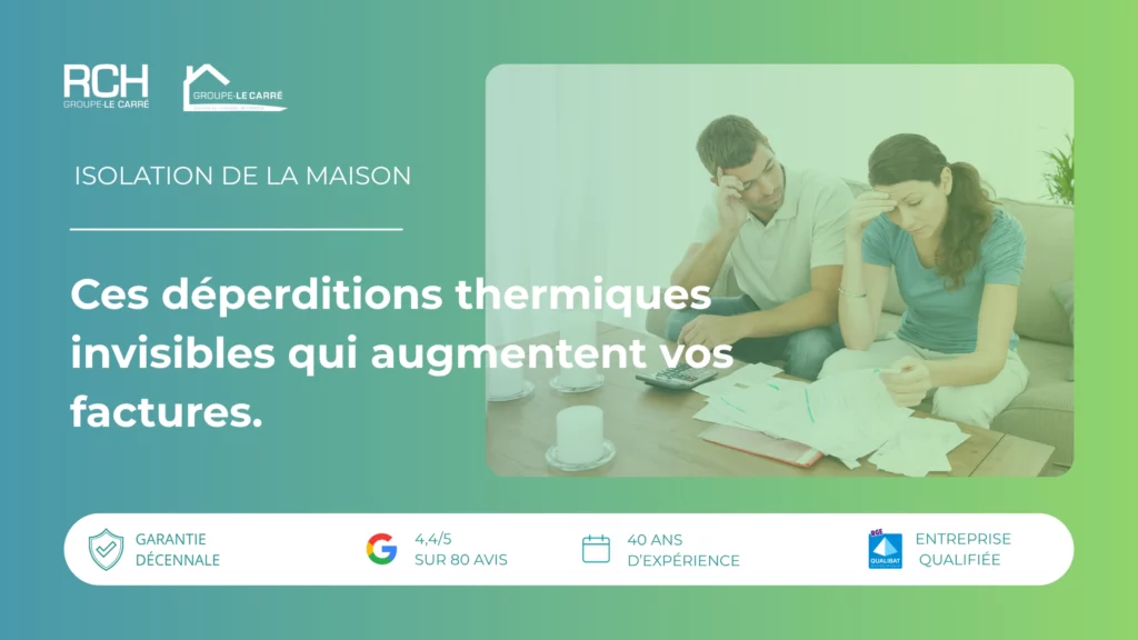 Isolation maison à Nevers : couple préoccupé par ses factures énergétiques liées aux déperditions thermiques invisibles dans leur logement